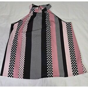 Women's 0XL Shein Curve Geometric Print Sleeveless Blouse